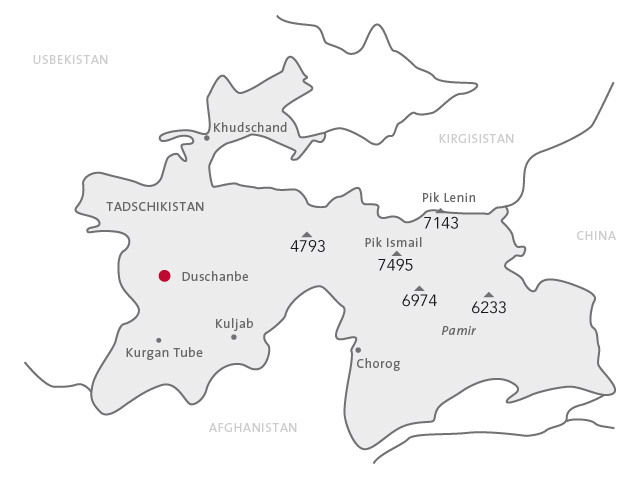 Landkarte Tadschikistans